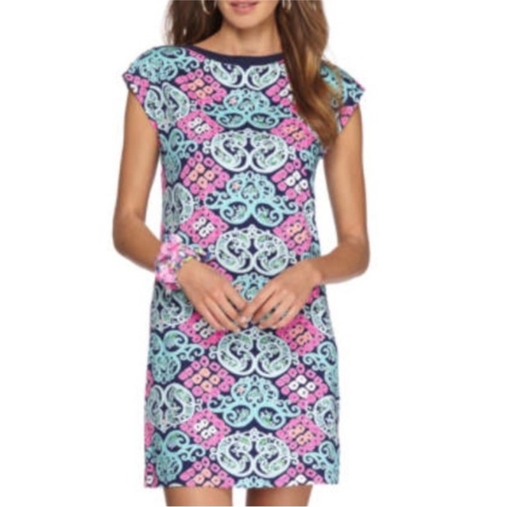 Lilly Pulitzer Robyn Dress Medium Behind the Gate Print Pima Cotton Shift Dress - Picture 3 of 7